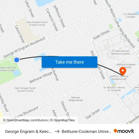 George Engram & Keech Ob to Bethune-Cookman University map