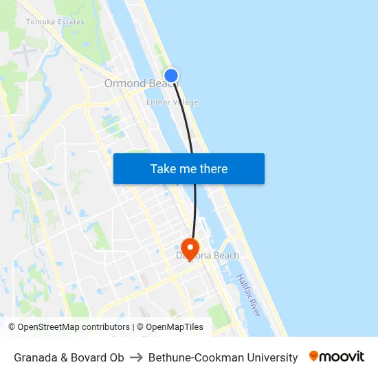 Granada & Bovard Ob to Bethune-Cookman University map