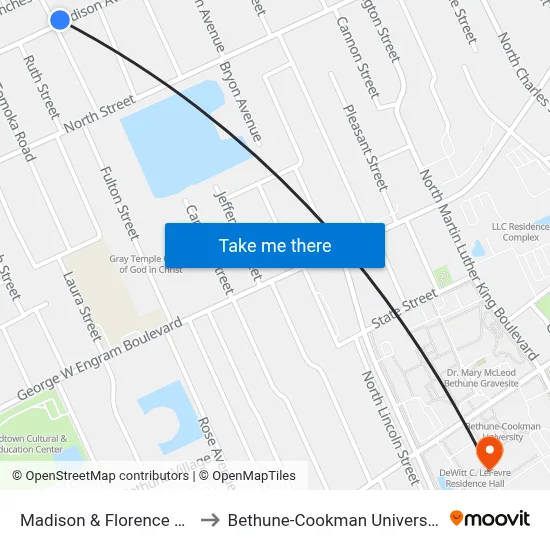 Madison & Florence Ob to Bethune-Cookman University map