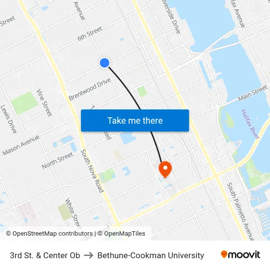 3rd St. & Center Ob to Bethune-Cookman University map