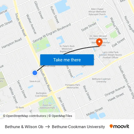 Bethune & Wilson Ob to Bethune-Cookman University map
