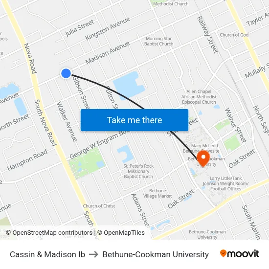 Cassin & Madison Ib to Bethune-Cookman University map