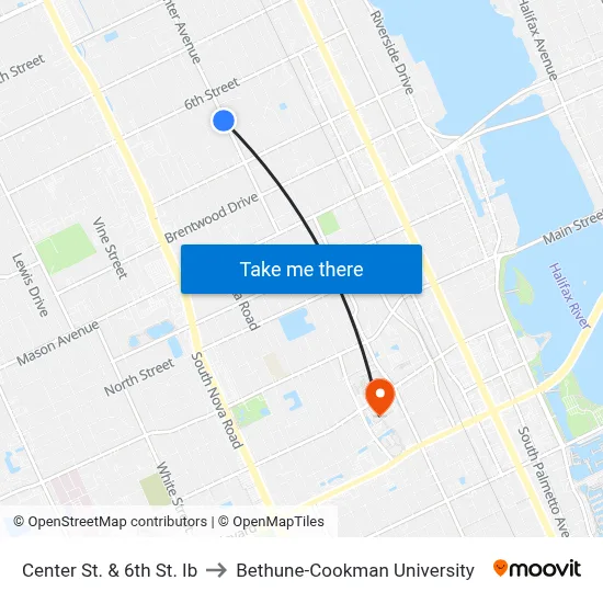 Center St. & 6th St. Ib to Bethune-Cookman University map