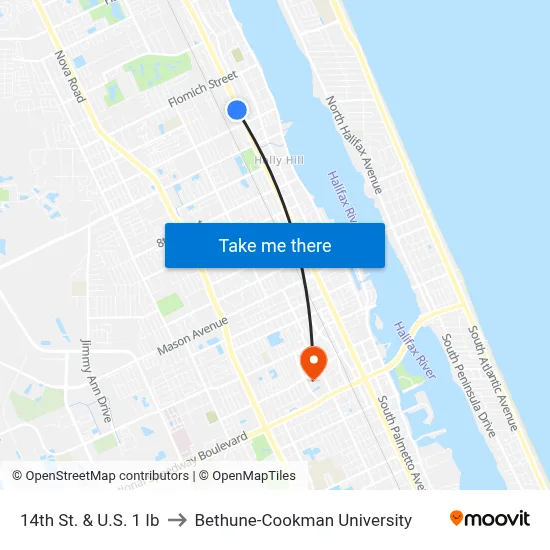 14th St. & U.S. 1 Ib to Bethune-Cookman University map
