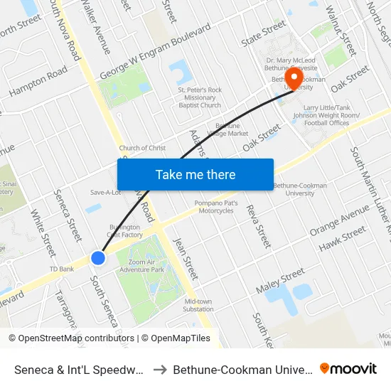Seneca & Int'L Speedway Ib to Bethune-Cookman University map