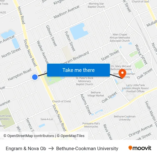 Engram & Nova Ob to Bethune-Cookman University map