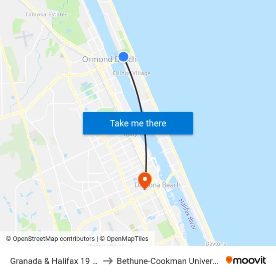 Granada & Halifax 19 Ob to Bethune-Cookman University map