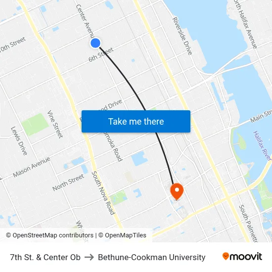 7th St. & Center Ob to Bethune-Cookman University map