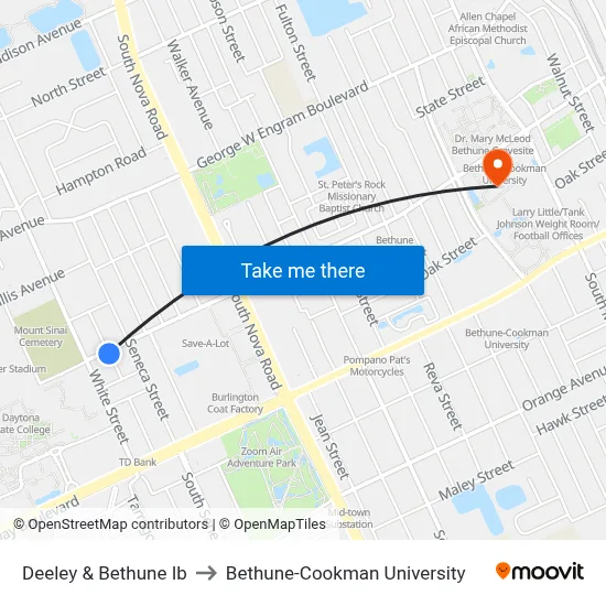 Deeley & Bethune Ib to Bethune-Cookman University map