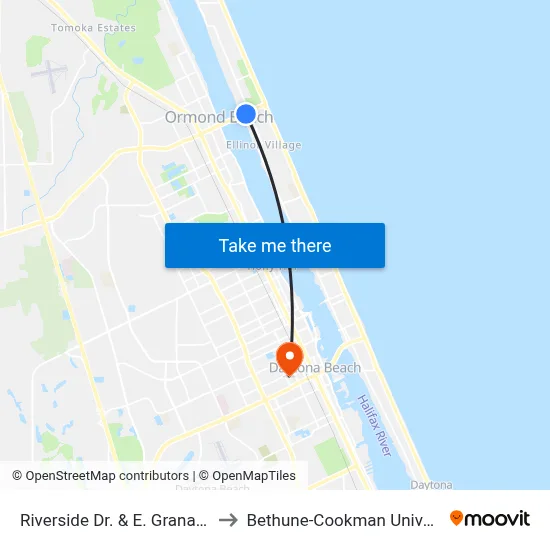Riverside Dr. & E. Granada Ib to Bethune-Cookman University map