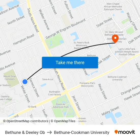 Bethune & Deeley Ob to Bethune-Cookman University map