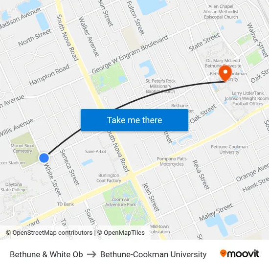 Bethune & White Ob to Bethune-Cookman University map