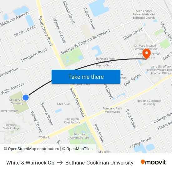 White & Warnock Ob to Bethune-Cookman University map