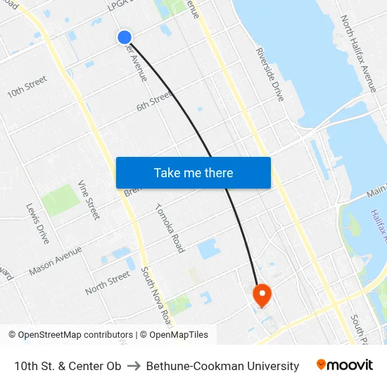 10th St. & Center Ob to Bethune-Cookman University map