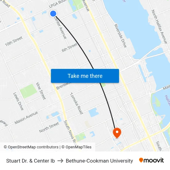 Stuart Dr. & Center Ib to Bethune-Cookman University map