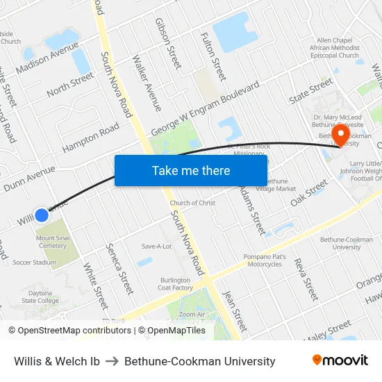 Willis & Welch Ib to Bethune-Cookman University map
