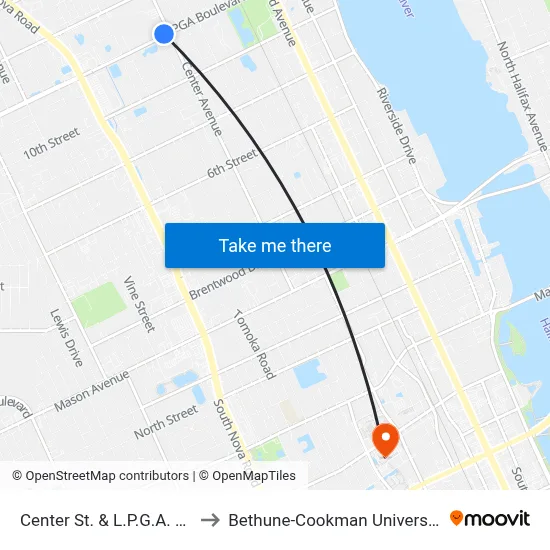 Center St. & L.P.G.A. Ob to Bethune-Cookman University map