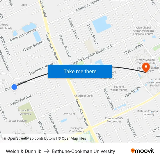 Welch & Dunn Ib to Bethune-Cookman University map