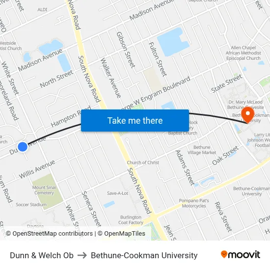 Dunn & Welch Ob to Bethune-Cookman University map