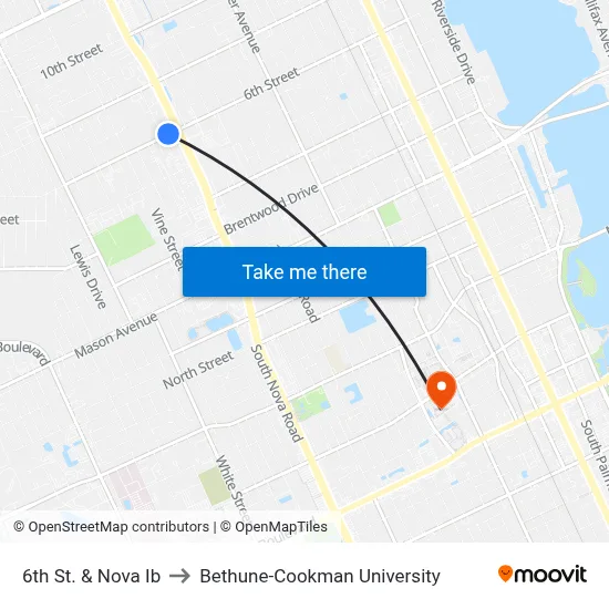 6th St. & Nova Ib to Bethune-Cookman University map