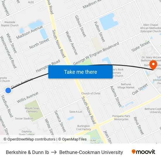 Berkshire & Dunn Ib to Bethune-Cookman University map