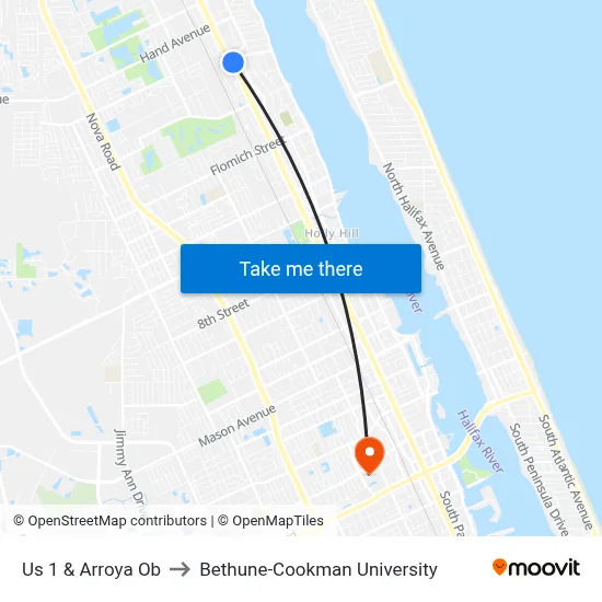 Us 1 & Arroya Ob to Bethune-Cookman University map