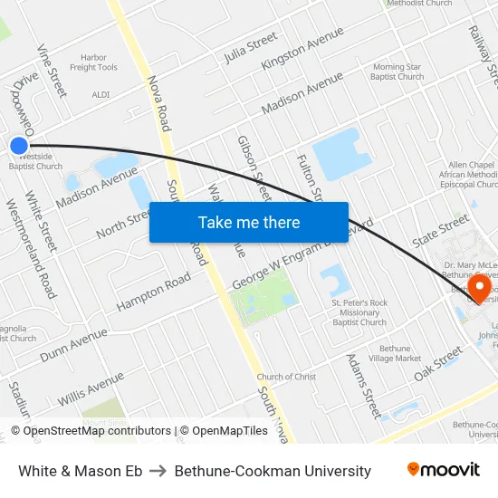 White & Mason Eb to Bethune-Cookman University map