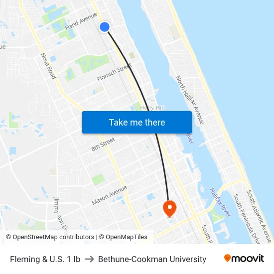 Fleming & U.S. 1 Ib to Bethune-Cookman University map