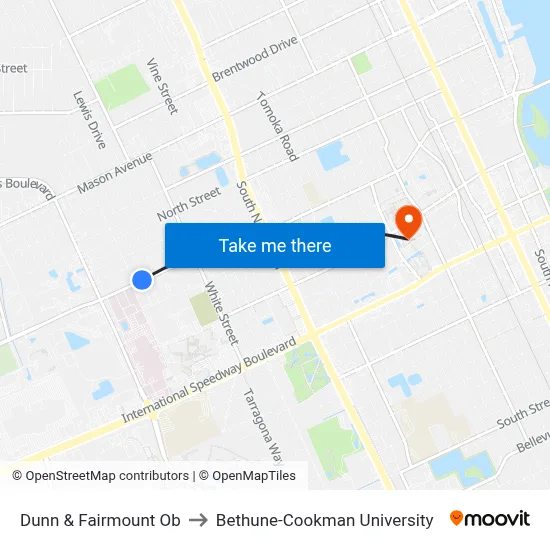 Dunn & Fairmount Ob to Bethune-Cookman University map