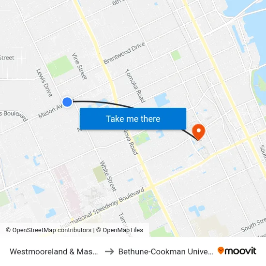 Westmooreland & Mason Ib to Bethune-Cookman University map
