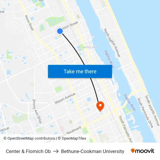 Center & Flomich Ob to Bethune-Cookman University map