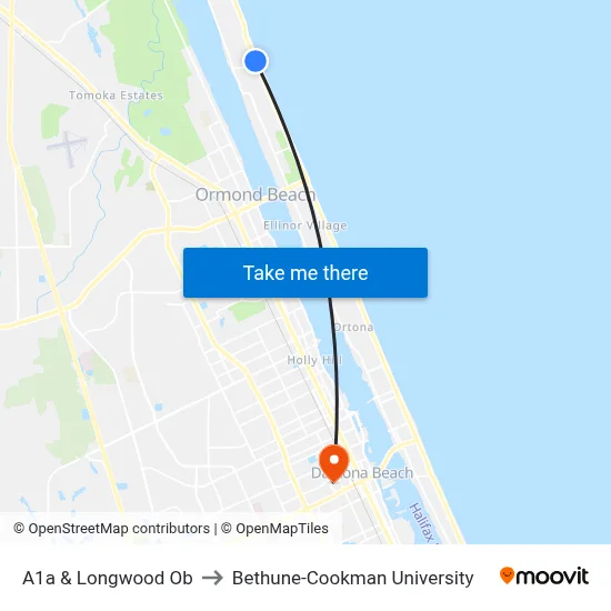 A1a & Longwood Ob to Bethune-Cookman University map