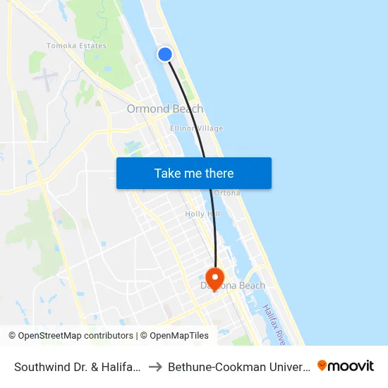 Southwind Dr. & Halifax Ib to Bethune-Cookman University map