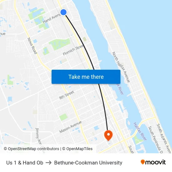 Us 1 & Hand Ob to Bethune-Cookman University map