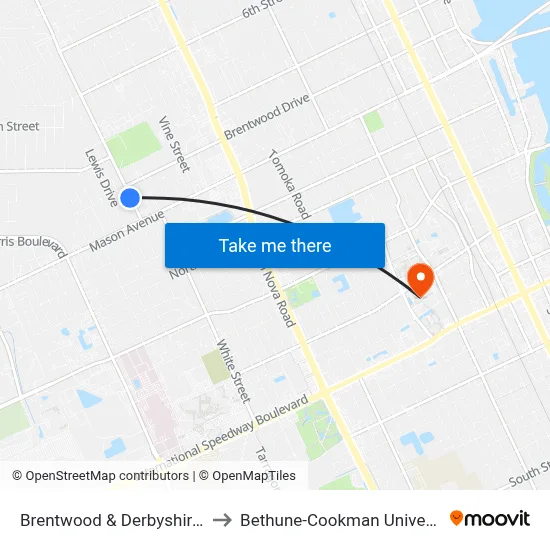 Brentwood & Derbyshire Ib to Bethune-Cookman University map