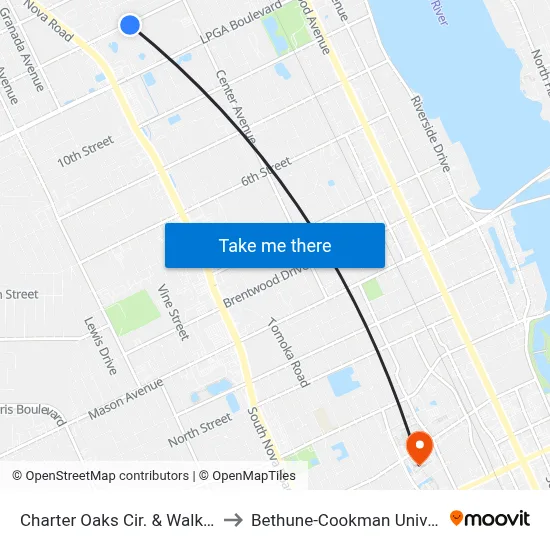Charter Oaks Cir. & Walker Ob to Bethune-Cookman University map