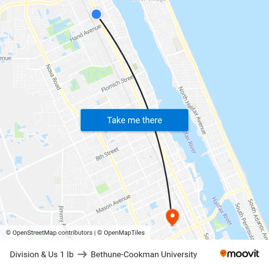 Division & Us 1 Ib to Bethune-Cookman University map