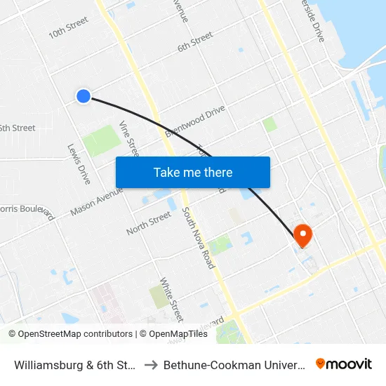 Williamsburg & 6th St. Ib to Bethune-Cookman University map