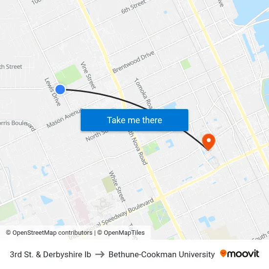 3rd St. & Derbyshire Ib to Bethune-Cookman University map