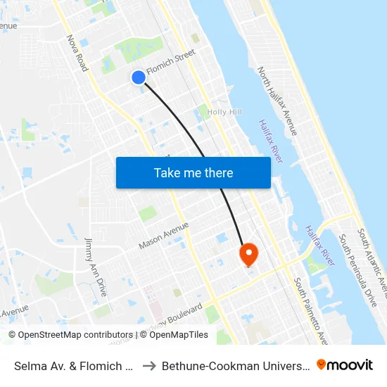Selma Av. & Flomich Ob to Bethune-Cookman University map