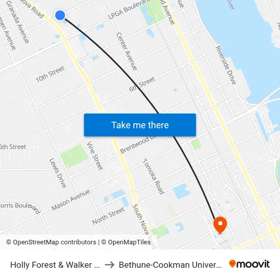 Holly Forest & Walker Ob to Bethune-Cookman University map