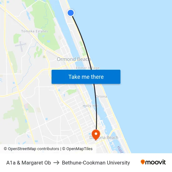 A1a & Margaret Ob to Bethune-Cookman University map