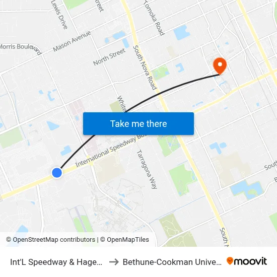 Int'L Speedway & Hagen Ob to Bethune-Cookman University map