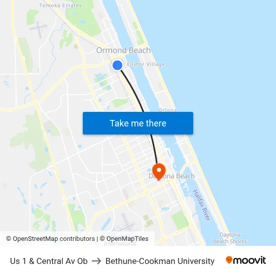 Us 1 & Central Av  Ob to Bethune-Cookman University map