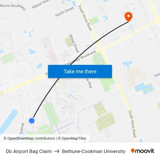 Db Airport Bag Claim to Bethune-Cookman University map