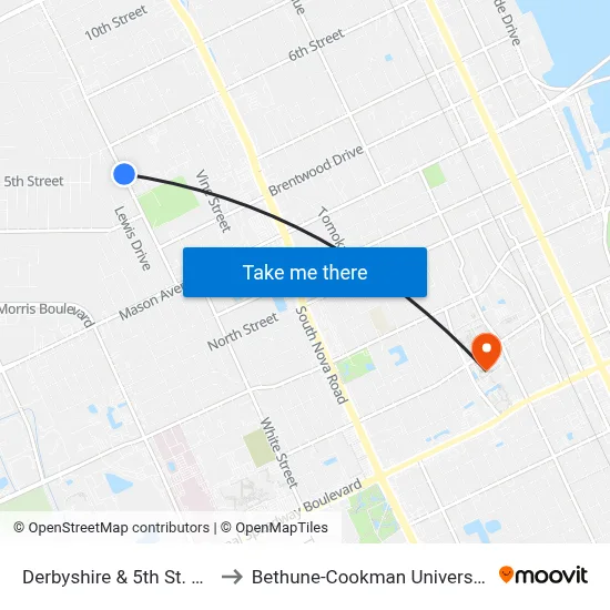 Derbyshire & 5th St. Ob to Bethune-Cookman University map