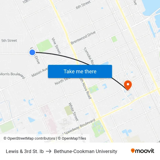 Lewis & 3rd St. Ib to Bethune-Cookman University map