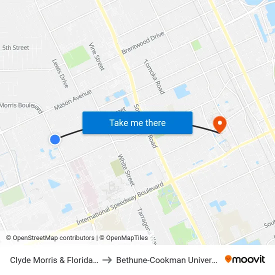 Clyde Morris & Florida Ib to Bethune-Cookman University map