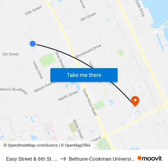 Easy Street & 6th St. Ib to Bethune-Cookman University map