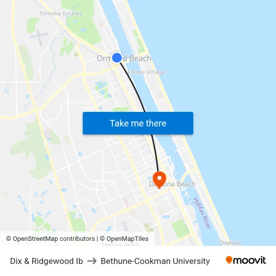 Dix & Ridgewood Ib to Bethune-Cookman University map